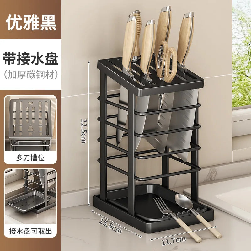 Kitchen Knife Storage Stand, Drainage Design Countertop Rack, Household Knife Block For Chef Knives