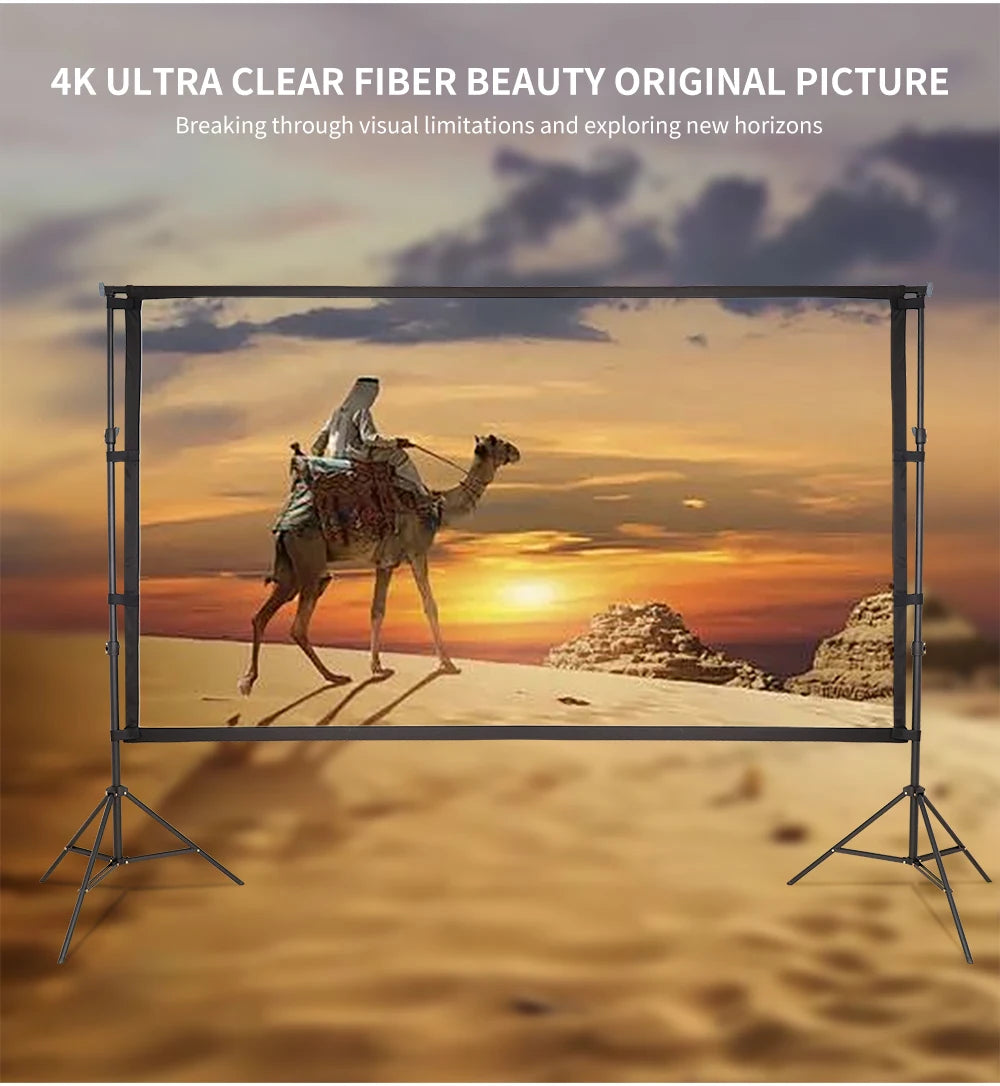 Portable Folding Movie Screen 150 Inch 4:3  HD Crease-resist Indoor Outdoor Projector