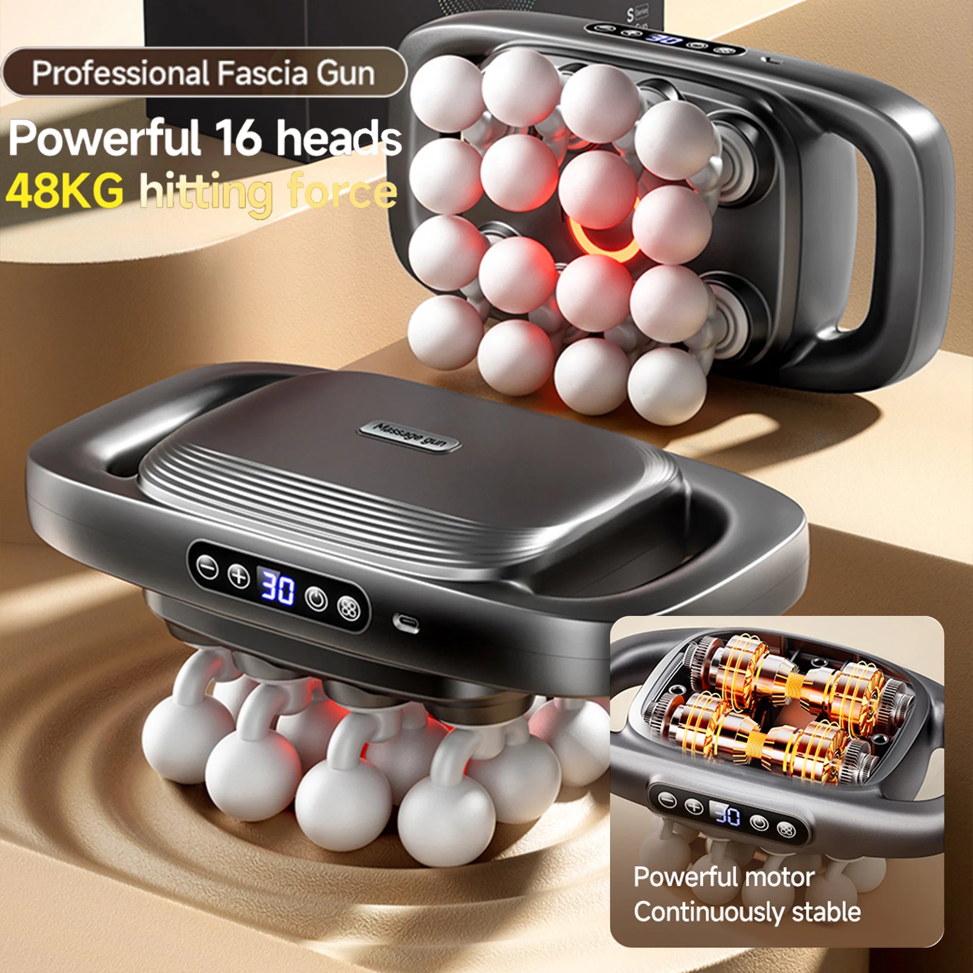 Massager Gun Set Deep Tissue Body Fitness Muscle Electric Relax Massager 16 Heads
