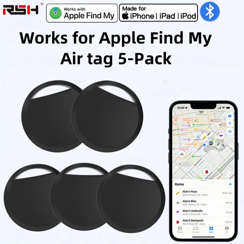 5-pack Smart Air tag(only IOS),Work with Apple Find My (iOS only), GPS Global positioning Smart tracker for key bag car wallet