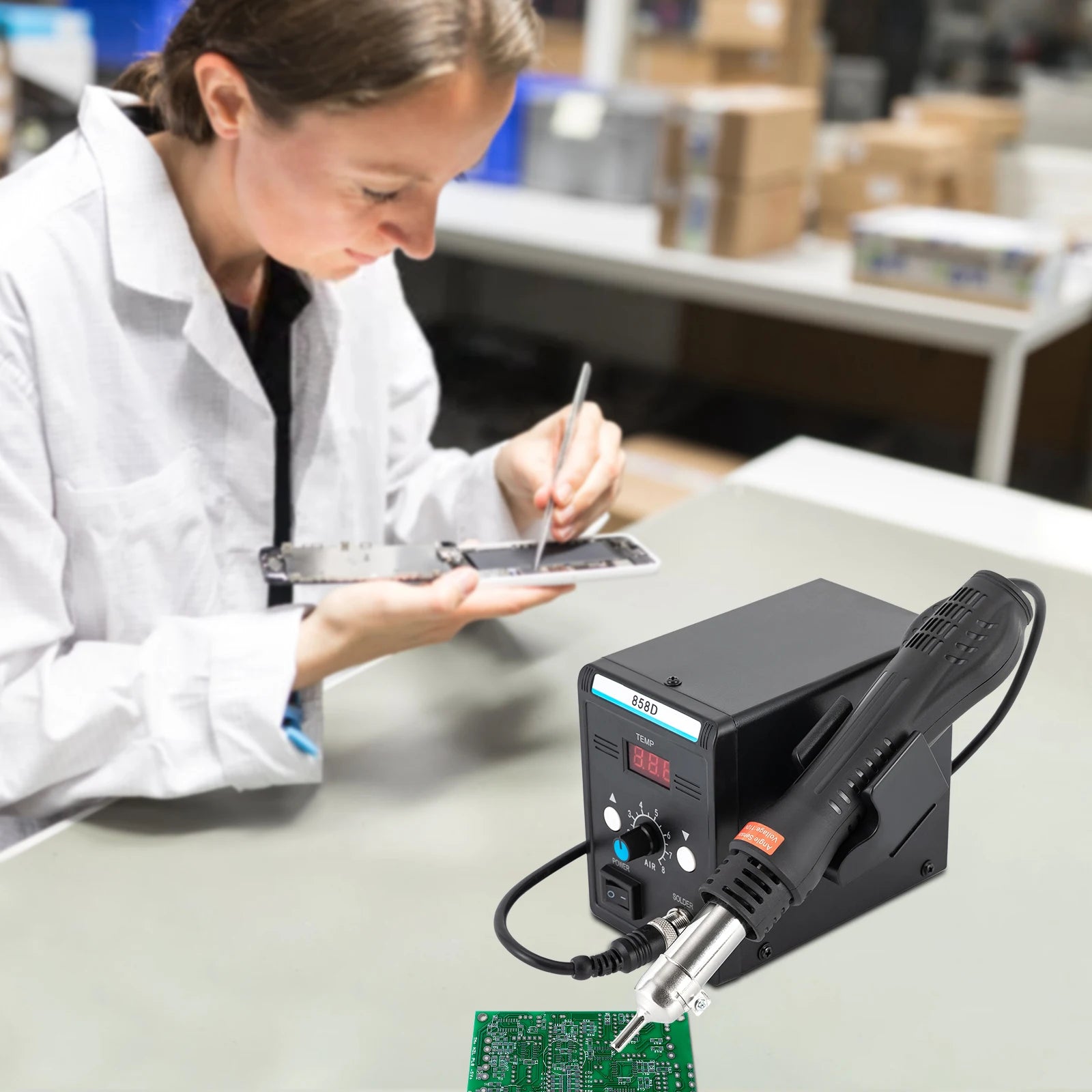 Soldering Station With Heat Gun Set 700W Hot Air Rework SMD LED Screen