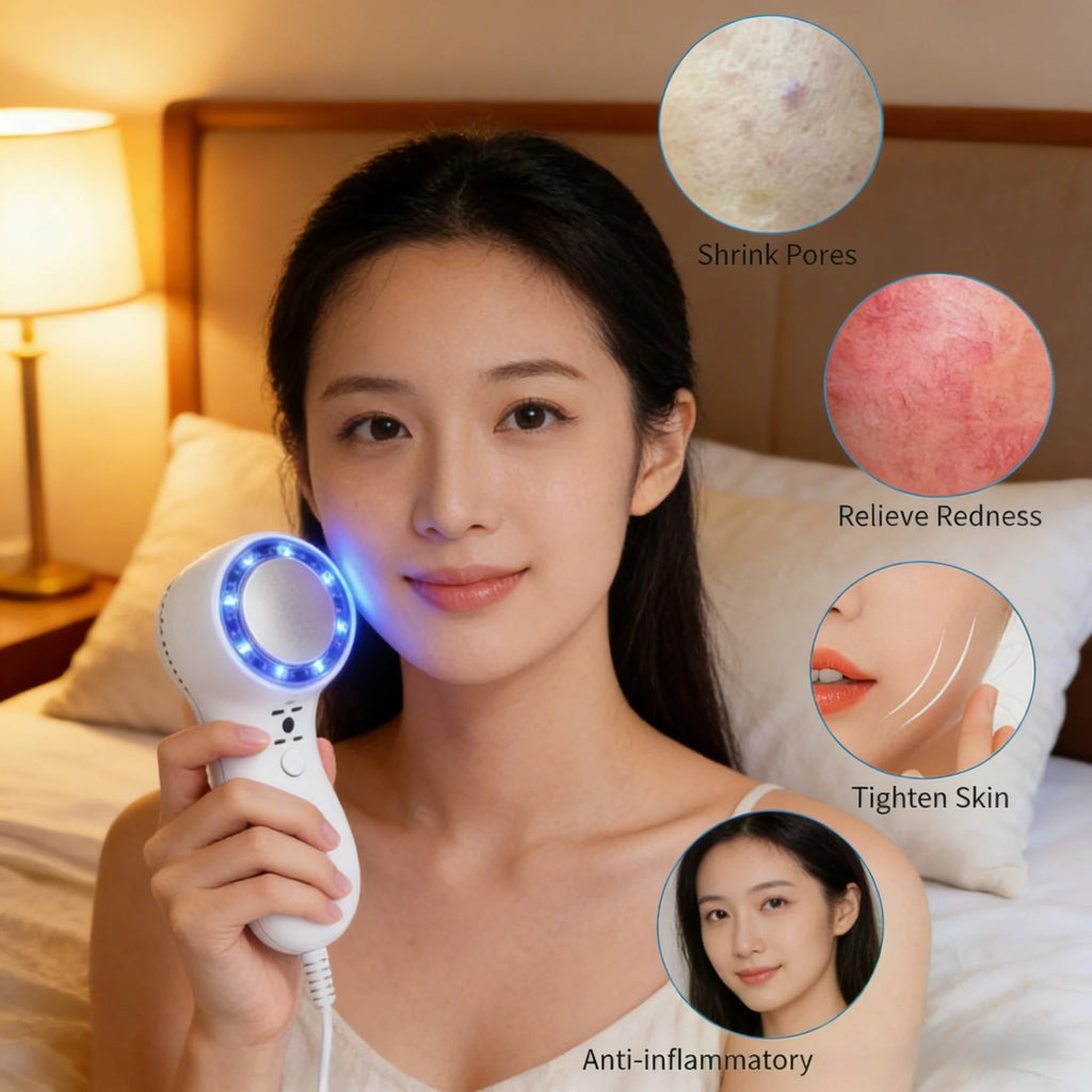 Portable Facial Cooling Device with Blue Light Therapy, Ice Skin Massager