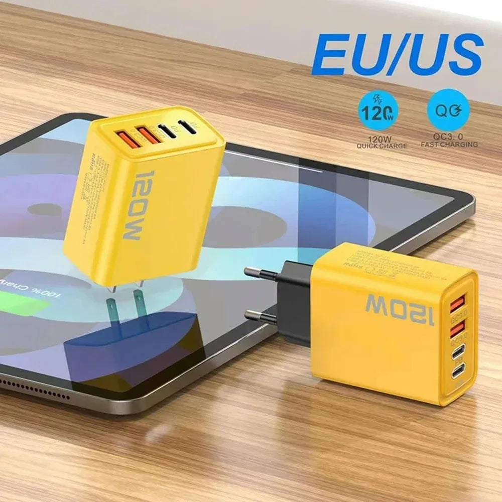4-Port USB-C PD Fast Charger with Quick Charge 3.0, Multi-Device Wall