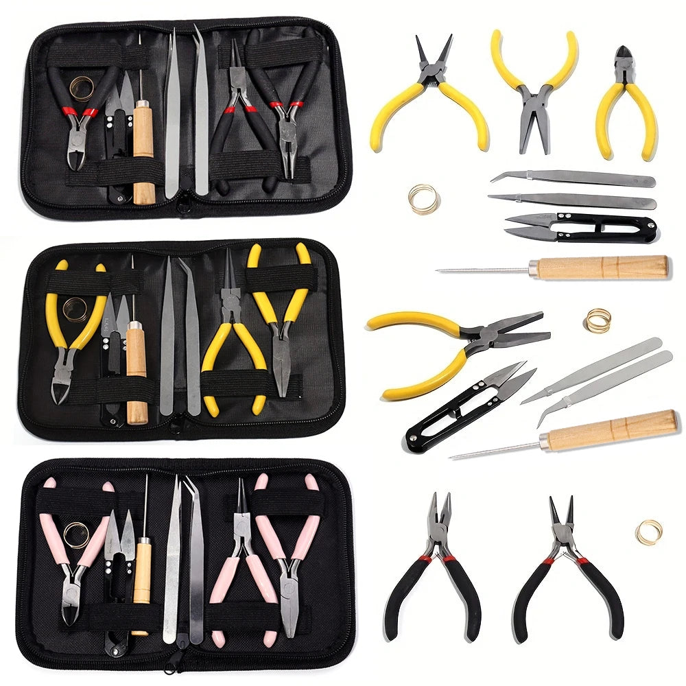 Jewelry Findings Set with Jewelry Pliers Tweezers Jump Ring Opener Awl