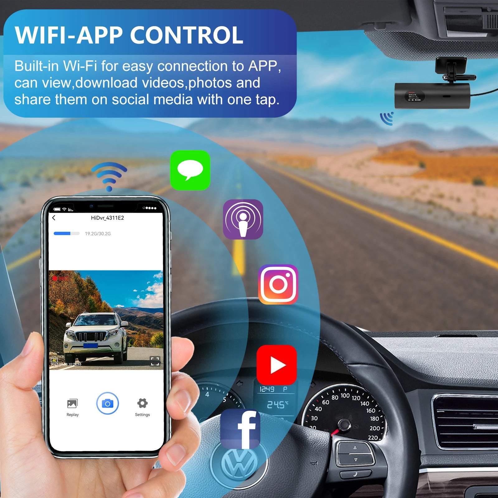 Dash Cam Video Recorders 4K WiFi Mini Front Camera