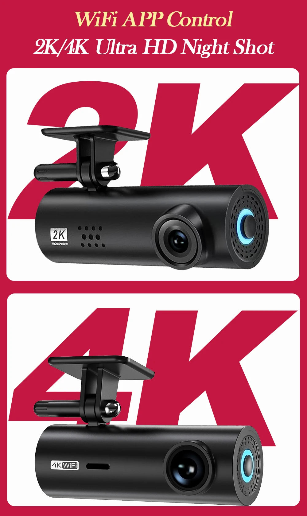 Dash Cam Video Recorders 4K WiFi Mini Front Camera