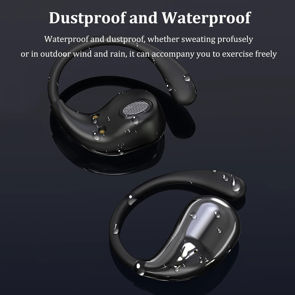 Bluetooth 5.4 Wireless Ear Hook Earbuds with LED Display with Touch Control