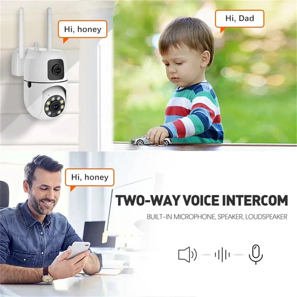 Security Camera 8MP Dual-Lens WiFi Outdoor with AI Human Tracking, Color Night Vision