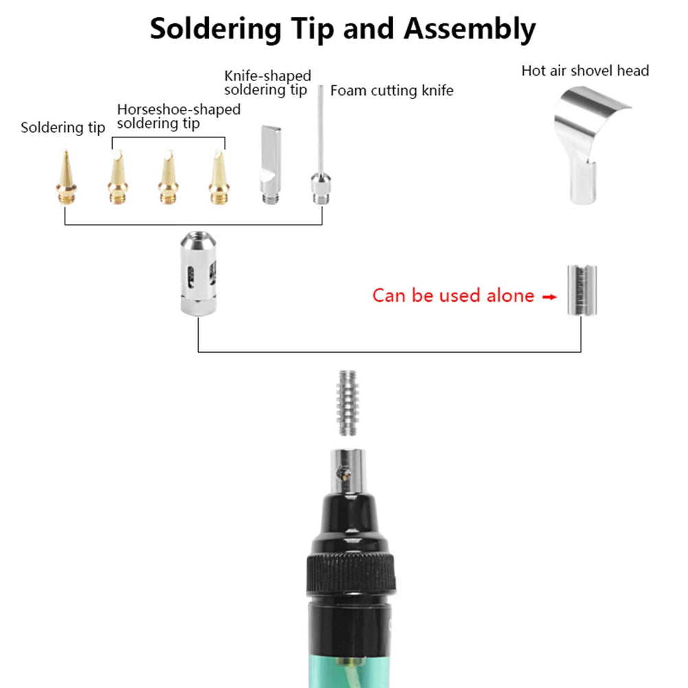 Cordless Butane Soldering Iron Kit Adjustable Flame MT-100 14 in 1