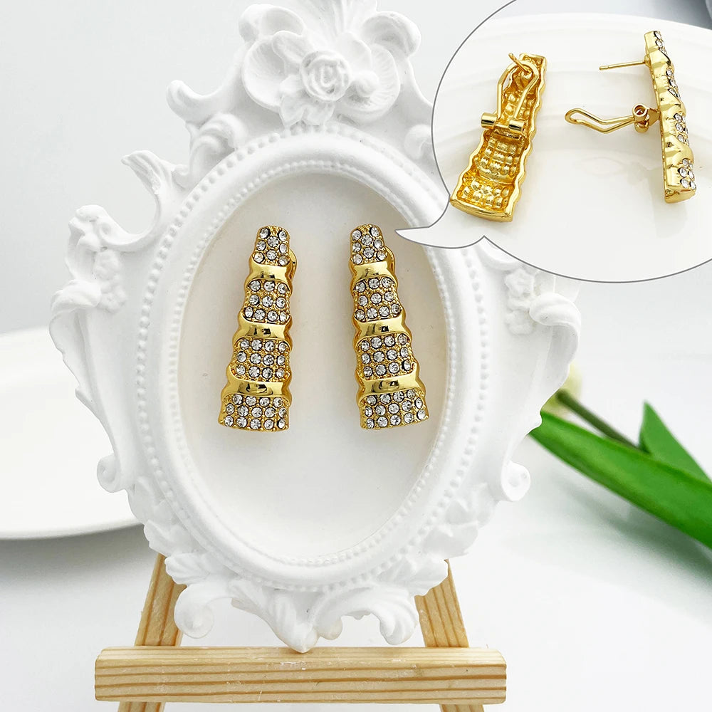 Jewelry Set For Women 18K Gold Plated Luxury Necklace Earrings Bracelet And Ring Set
