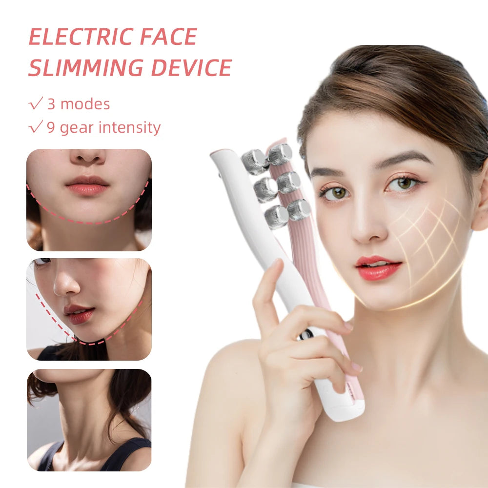Elecrtic Facial Beauty Device 3 Gear Adjustable Roller Massager Face Slimming Double Tool Massager Home Beauty Wireless Use