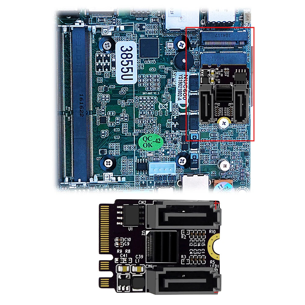 M2 To SATA3.0 Adapter Card PCI-E3.0 KEY A + E WIFI M.2 To SATA Converter Card