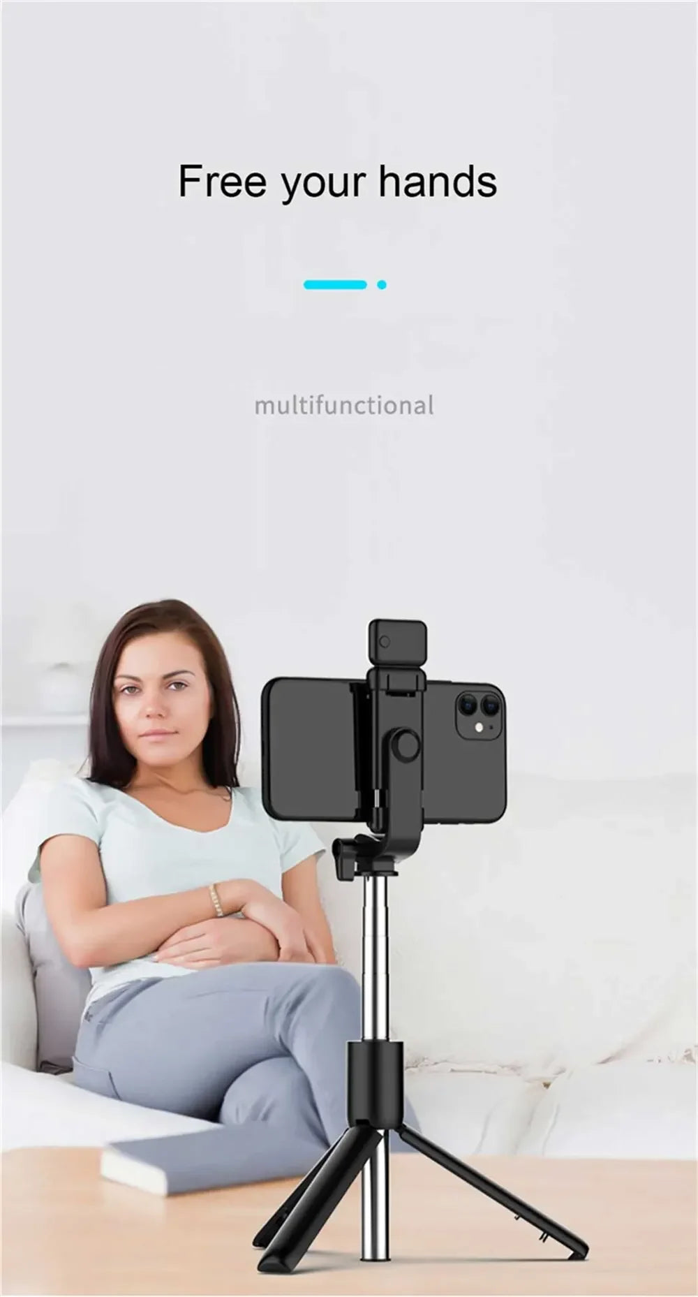 Cell Phone Selfie Stick Tripod Bluetooth Remote Wireless Selfi Stick Phone HolderStand