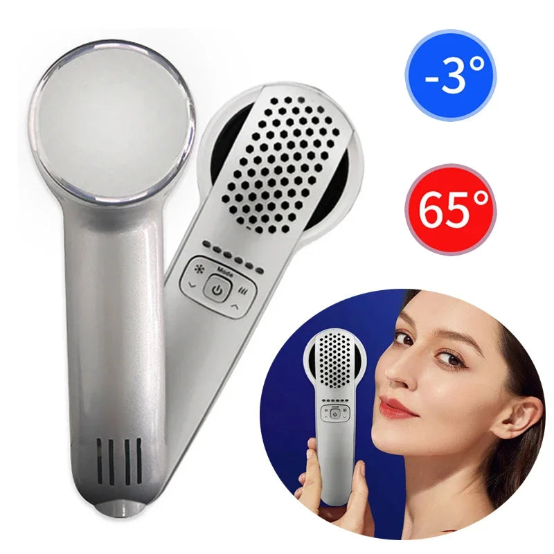 Portable Home Use Skin Care Hot and Cold Facial Hot Cold Handheld Hammer Ultrasound Therapy Face Beauty Skin Rejuvenation Device