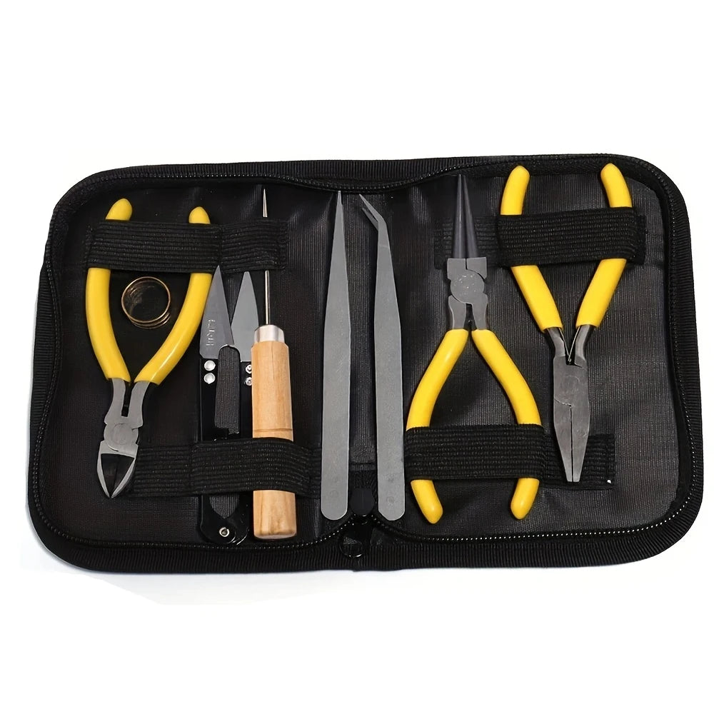 Jewelry Findings Set with Jewelry Pliers Tweezers Jump Ring Opener Awl