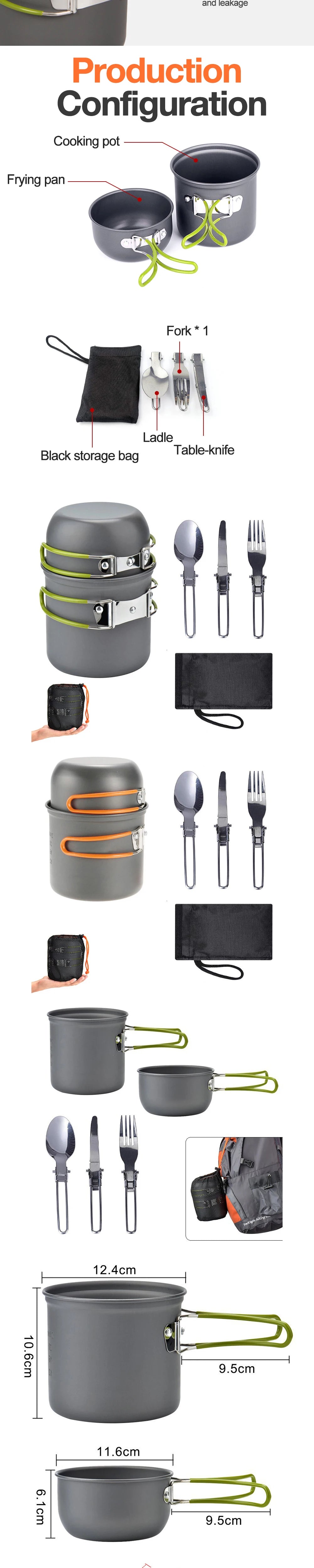 Camping Cookware Set, Outdoor Pan Set, Tourist Dishes, melon, Kitchen Equipment, Trekking Utensils, Picnic Picnic