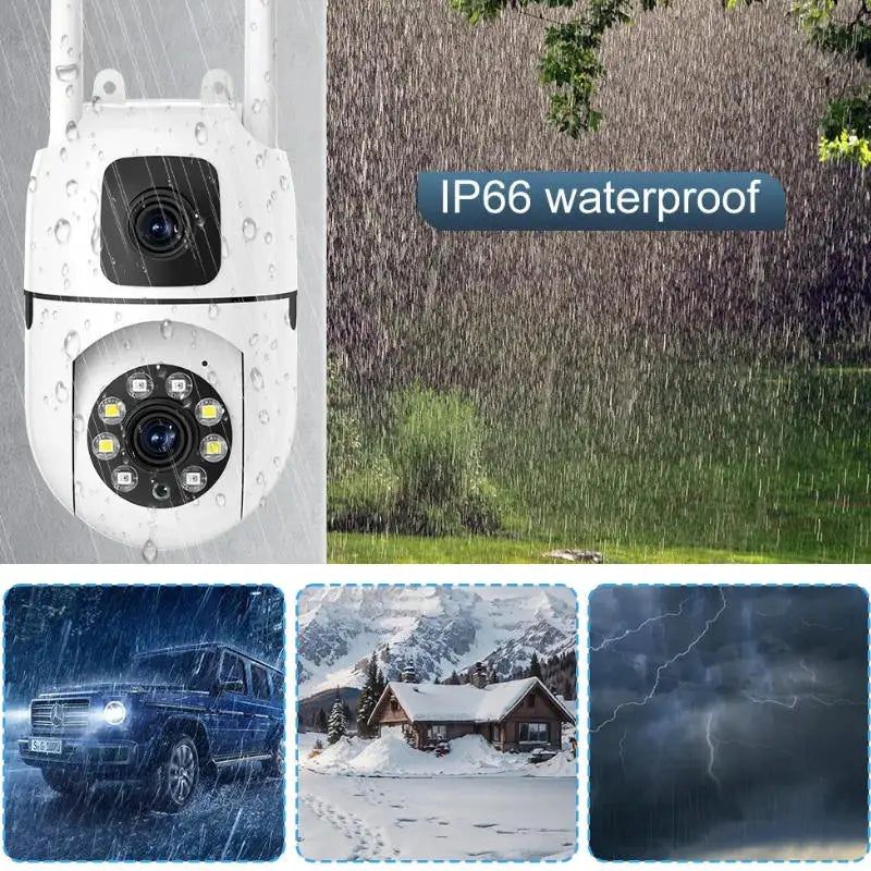 Security Camera 8MP Dual-Lens WiFi Outdoor with AI Human Tracking, Color Night Vision