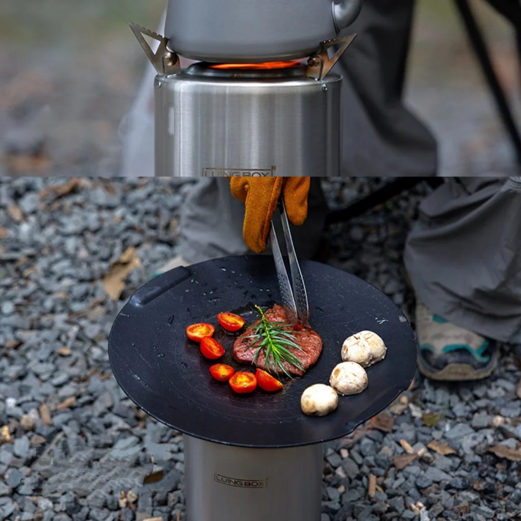 Wood Camping Stove Portable Table Top Fire Pit 6.3" Stainless Steel Smokeless Outdoor Hot Tent Stove Fueled by Pellets or Wood