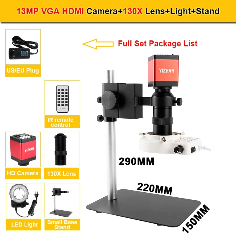 Digital Microscope for Electronics 4K 1080P HD Industrial Cameras 60MP 48MP 130X Lens C-mount