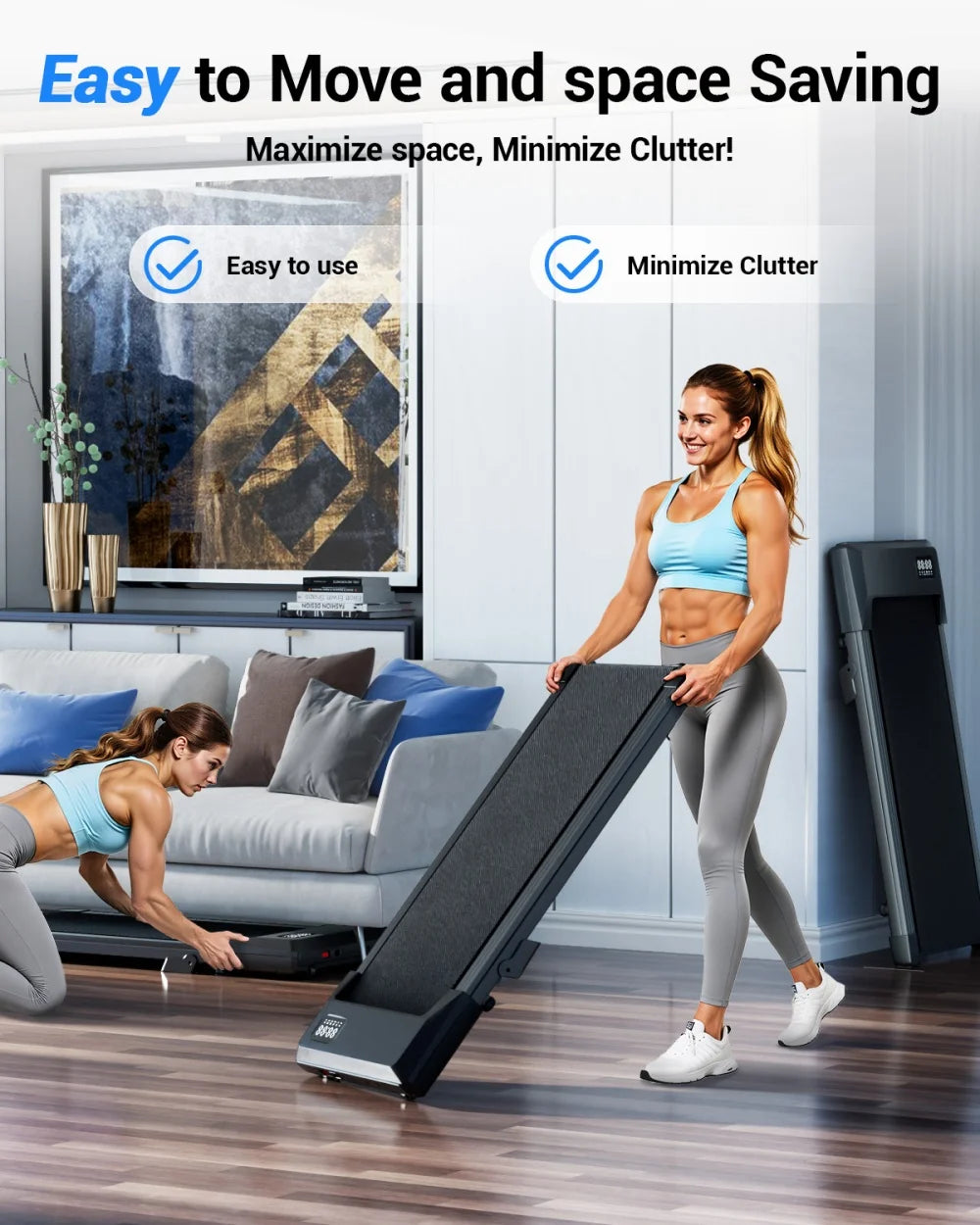 Treadmills 2.5 HP Quiet Walking Pad Under Desk Foldable 6% Slope Portable