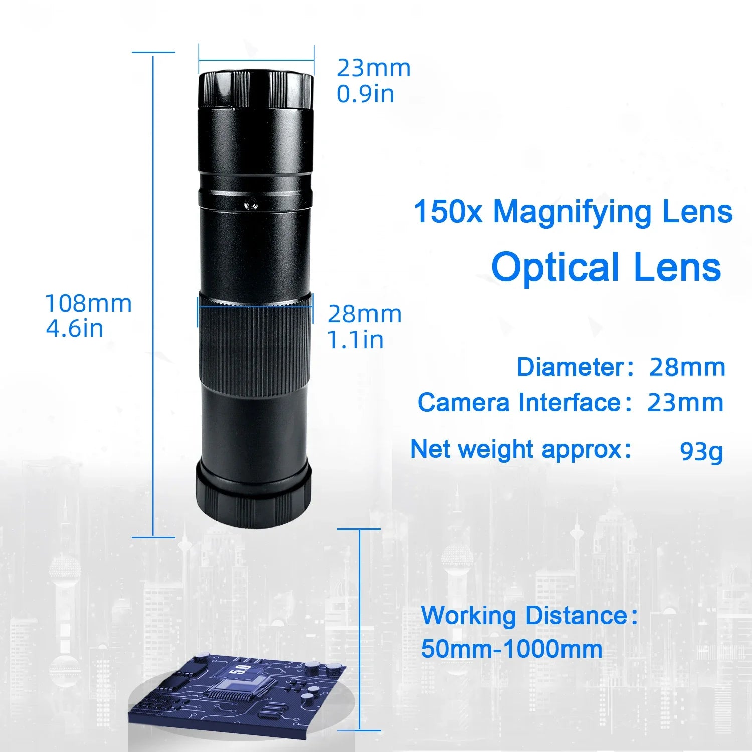 Microscope With 360° Adjustable Arm, 4K 48MP HDMI TYPE-C  0-150X Magnification