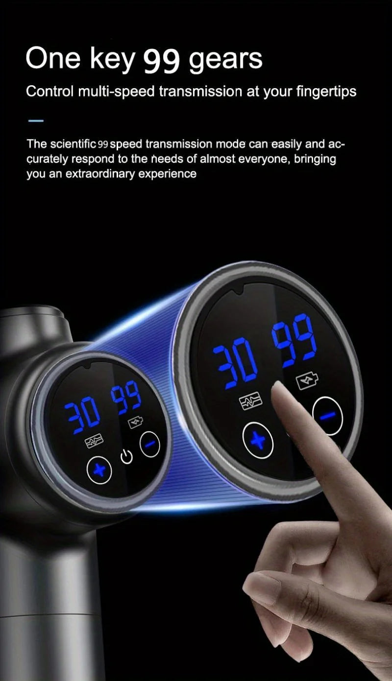 99-Speed Deep Tissue Percussion Massage Gun with Multiple Attachments for Muscle Recovery