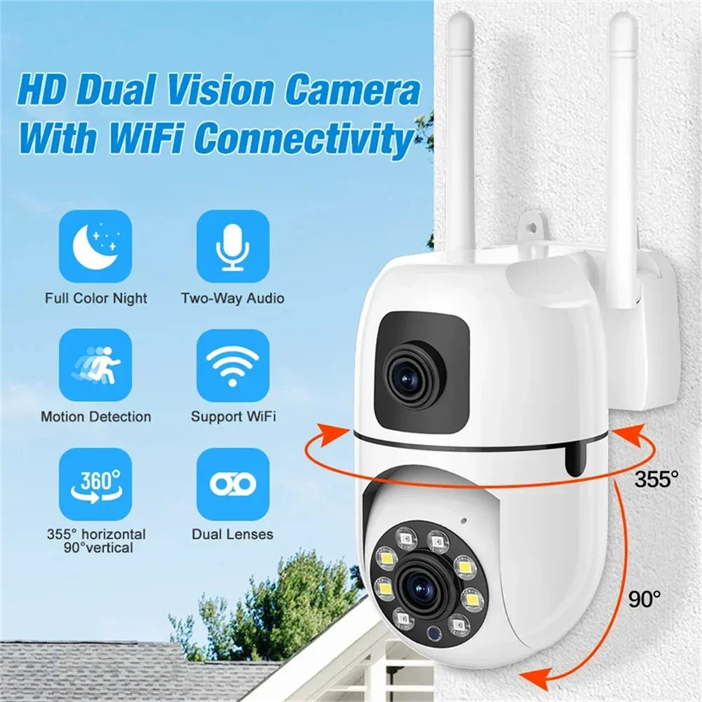 Security Camera 8MP Dual-Lens WiFi Outdoor with AI Human Tracking, Color Night Vision