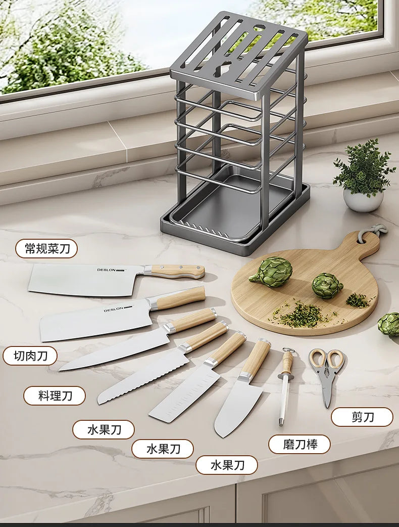 Kitchen Knife Storage Stand, Drainage Design Countertop Rack, Household Knife Block For Chef Knives