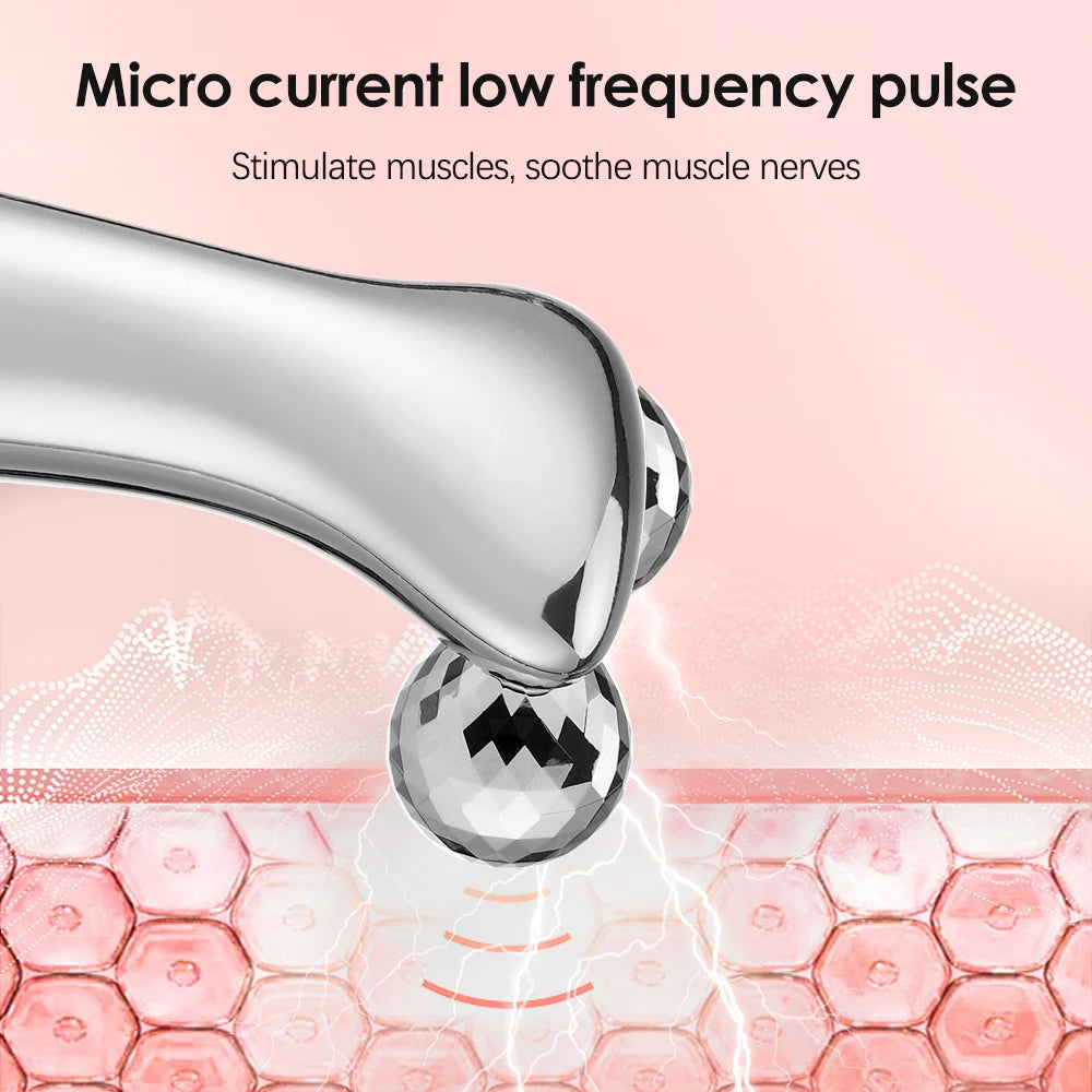 Electric Facial Micro-current Beauty Instrument LED Display Face Lift Roller Massager