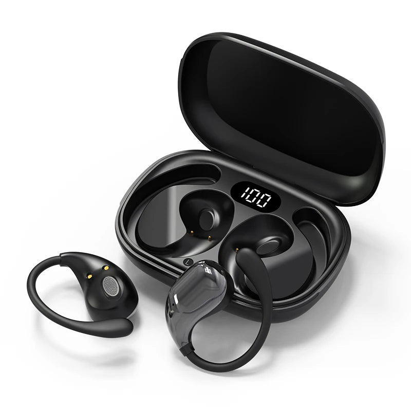 Bluetooth 5.4 Wireless Ear Hook Earbuds with LED Display with Touch Control