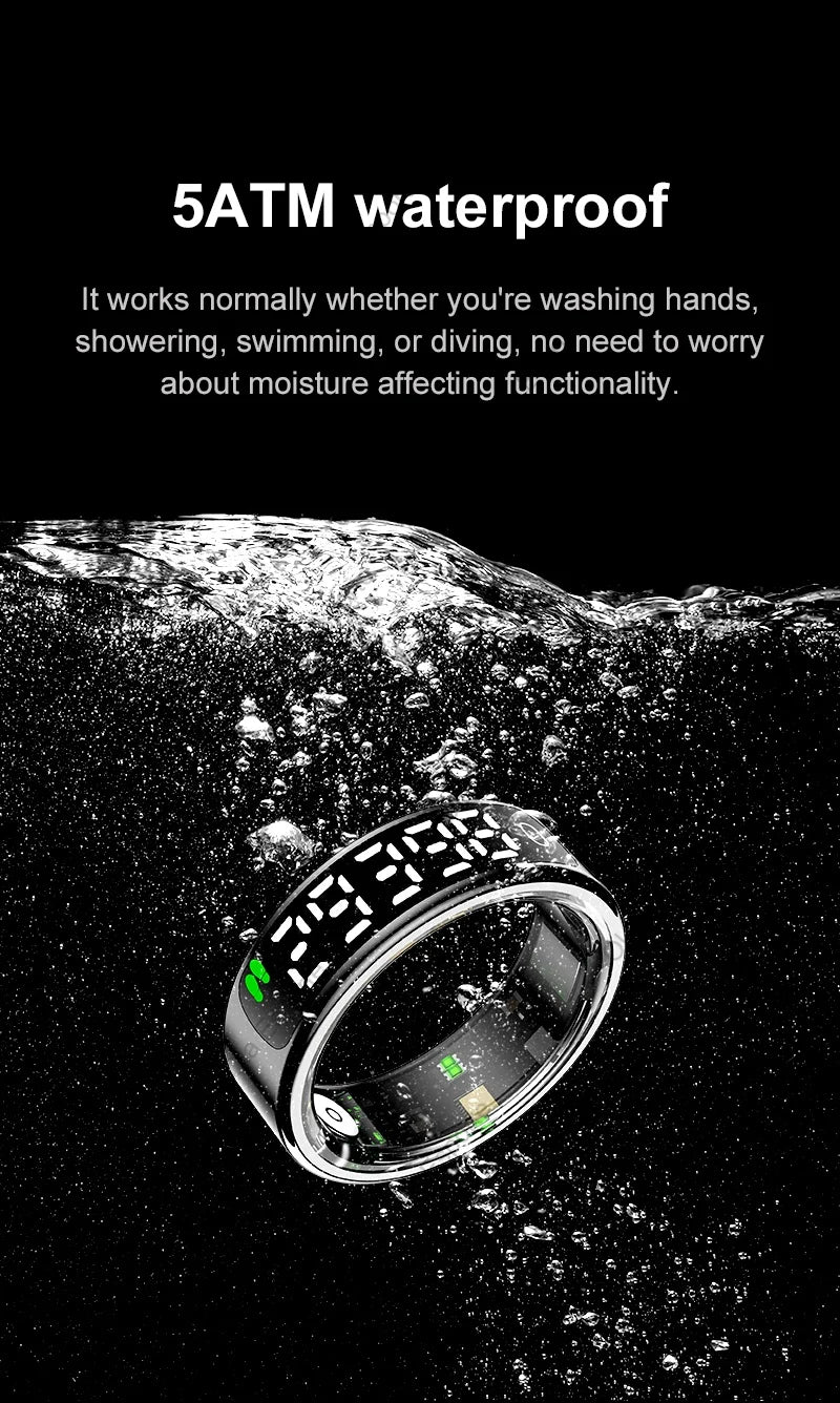 Smart Ring Hd Screen 5ATM Waterproof HeartRate Monitor
