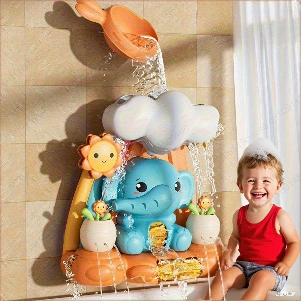 Interactive Elephant Water Wheel Bath Toy with Suction Cups