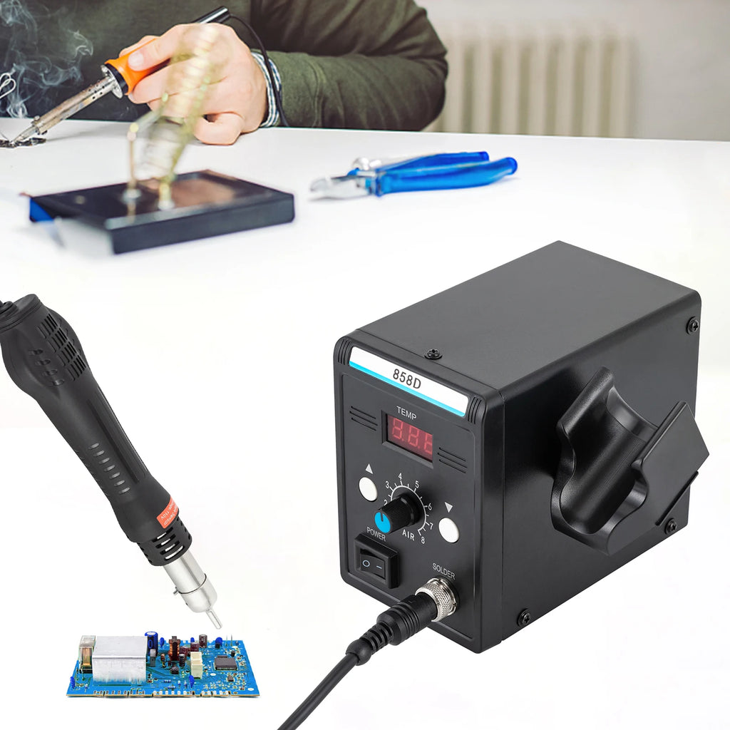 Rework Station for Electronics Repairing Desoldering Welding, 220V SMD 858D Hot Air