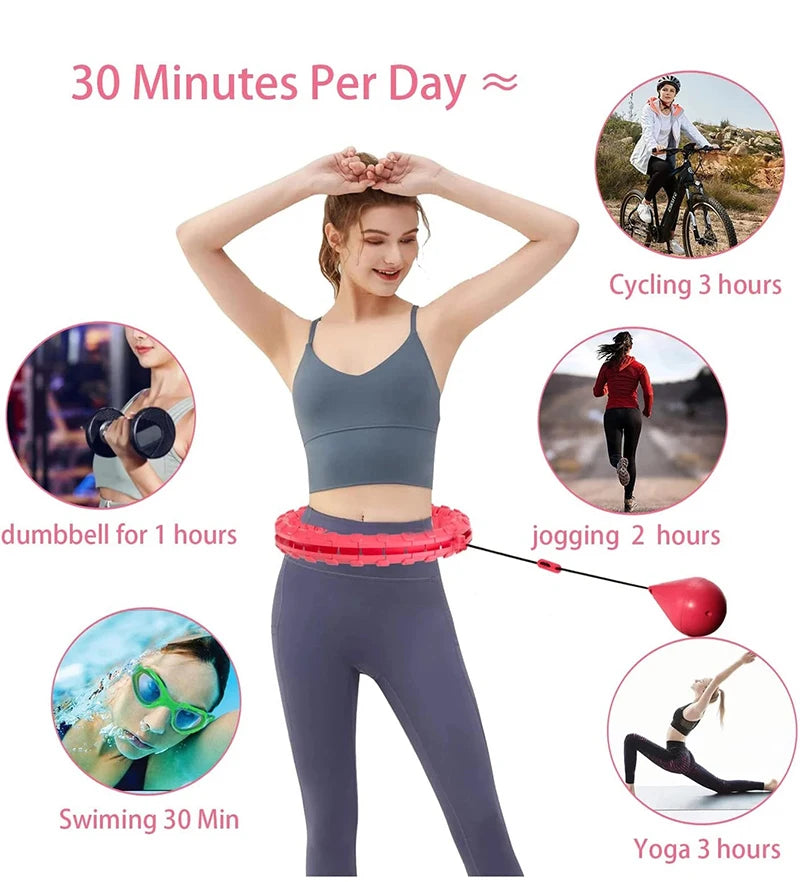 Weighted Fitness Hoops for Adults  2 in 1 Adjustable with Detachable Knots