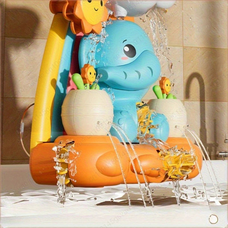 Interactive Elephant Water Wheel Bath Toy with Suction Cups