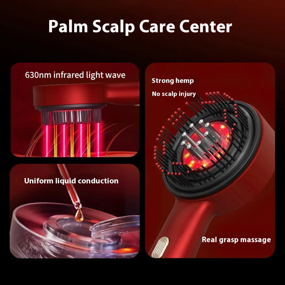 Deep Kneading Massage Comb, Red Light Therapy Scalp Massager