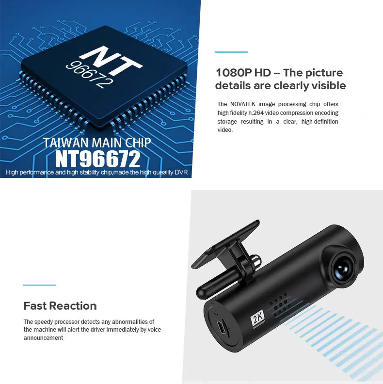 Dash Cam Video Recorders 4K WiFi Mini Front Camera