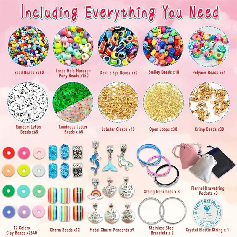 3400PCS Beads & Charms Jewelry Making Kit – DIY Friendship Bracelet Set