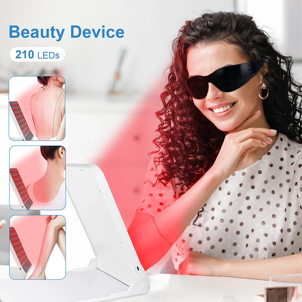 Wireless Face Body 4 Colors LED Photon Beauty Board Red Light Skin Rejuvenation LED Beauty Device Back Care LED Mask SPA Salon