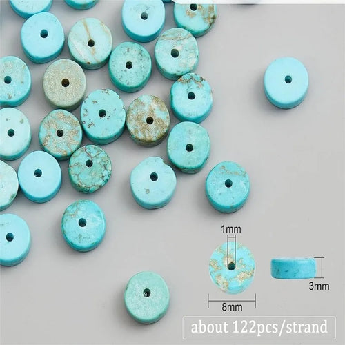 1 Box 122Pcs Gemstone Heishi Beads Howlite Bead Flat Round Beads 8mm Beaded Disc Stone Loose Spacer Beads for Jewelry