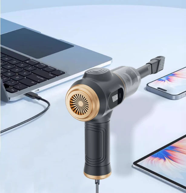 Powerful 2-in-1 Air Duster & Vacuum, Handheld Cordless Cleaner with Digital Display