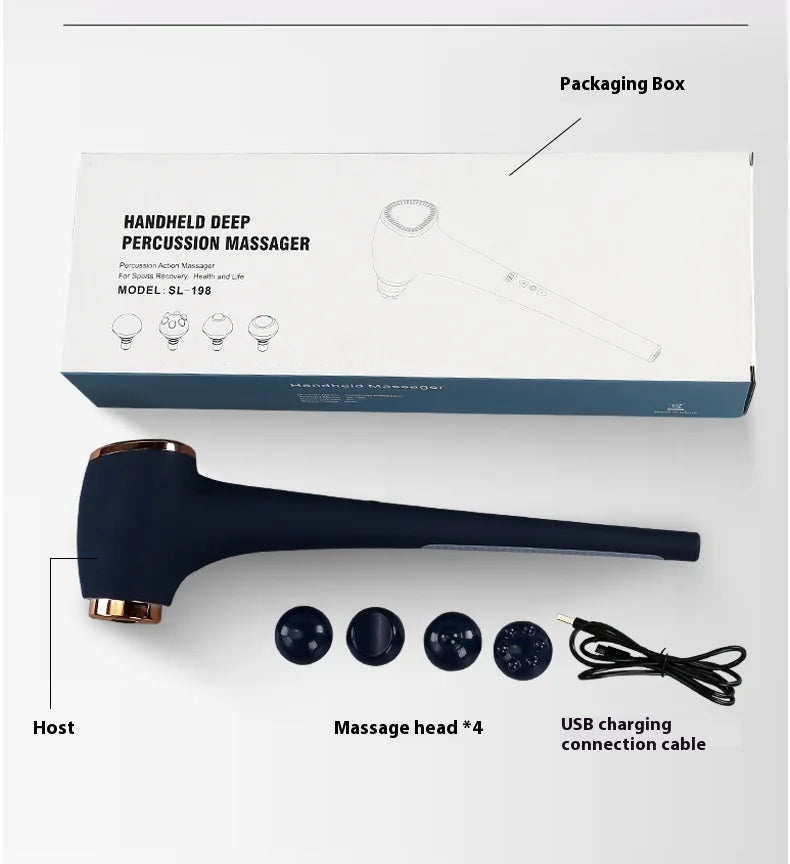 Handheld back massager, suitable for shoulder, foot, leg, calf, and body massagers, rechargeable, electric massager, men's and w
