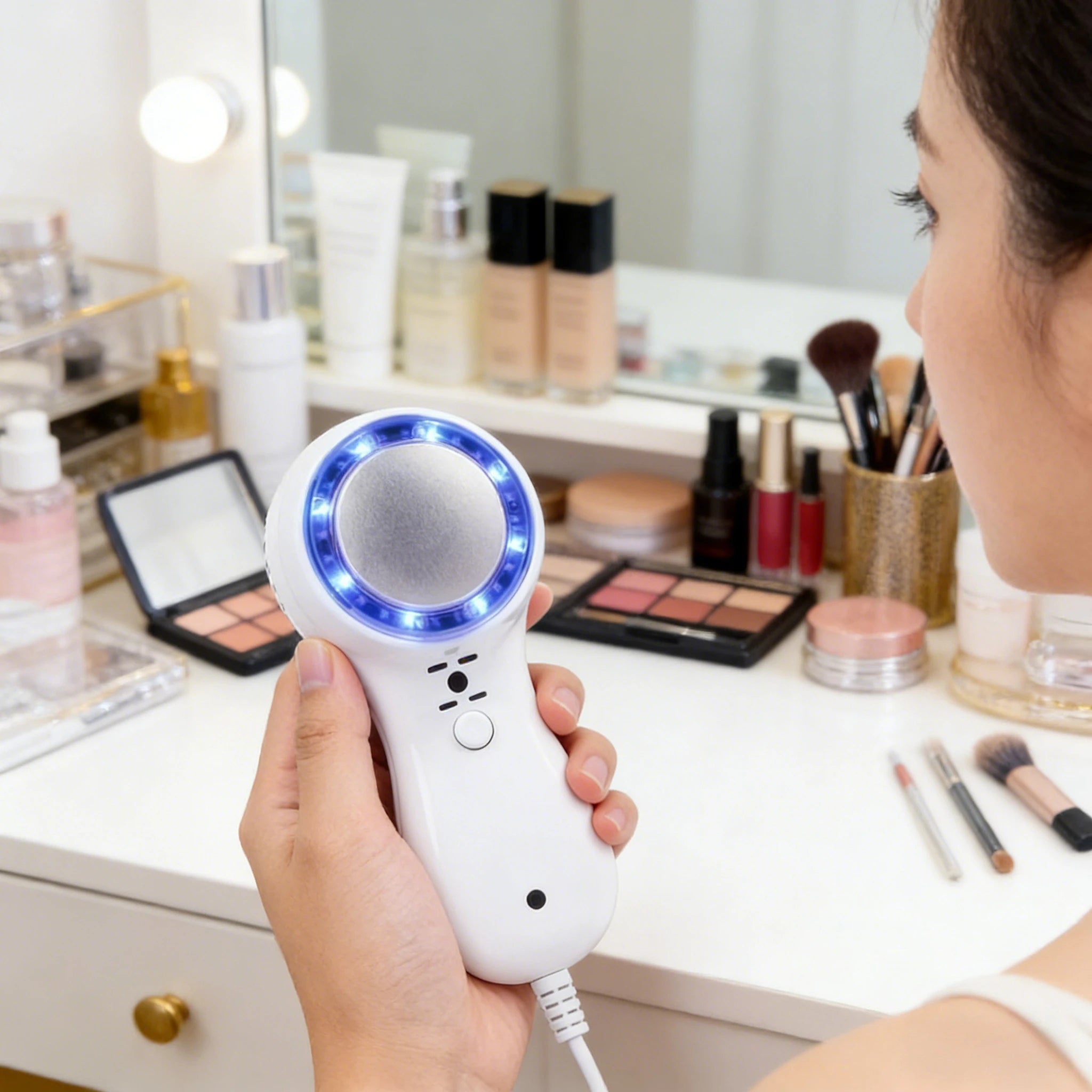 Portable Facial Cooling Device with Blue Light Therapy, Ice Skin Massager