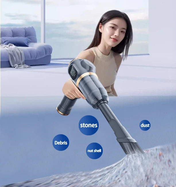 Powerful 2-in-1 Air Duster & Vacuum, Handheld Cordless Cleaner with Digital Display