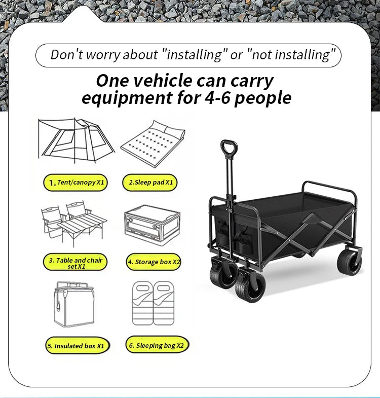 camping cart foldable trolley outdoor picnic portable hand-pull cart camping trailer camping