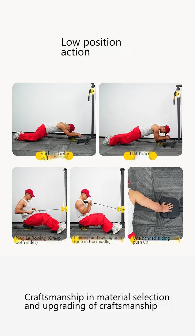 Multifunctional Rowing Machine, Fitness Equipment, High Pull Frame, dumbbell