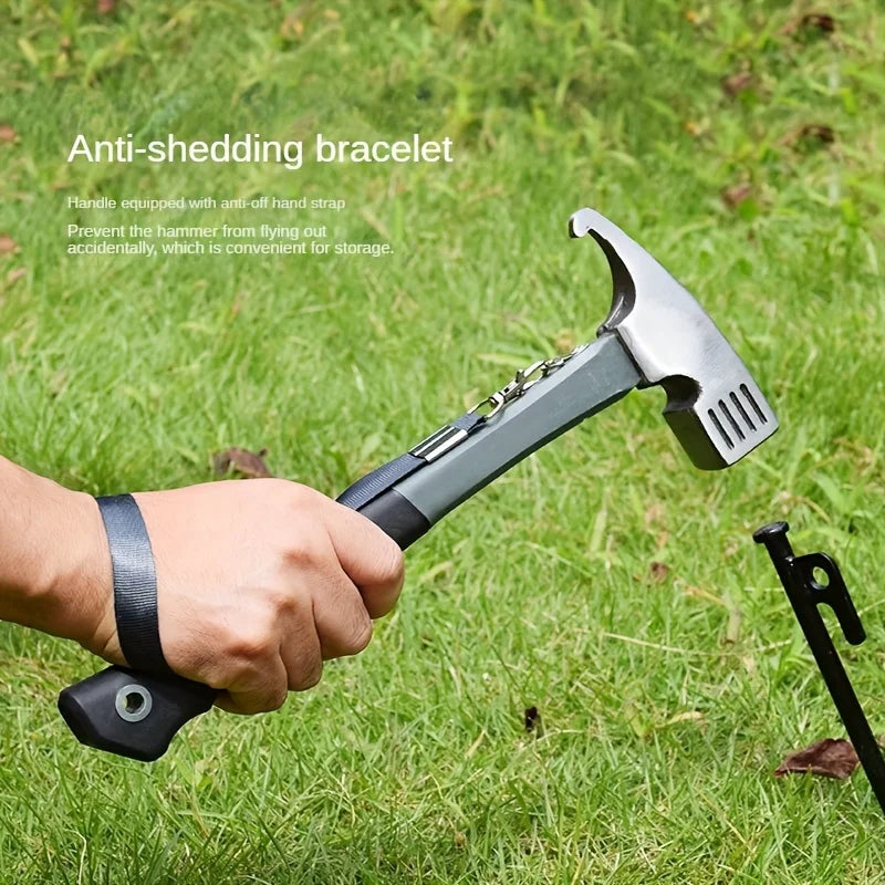 Camping Hammer: Heavy-Duty Multifunctional Steel Hammer with Tent Stake Remover & Holding Strap!Outdoor Camping