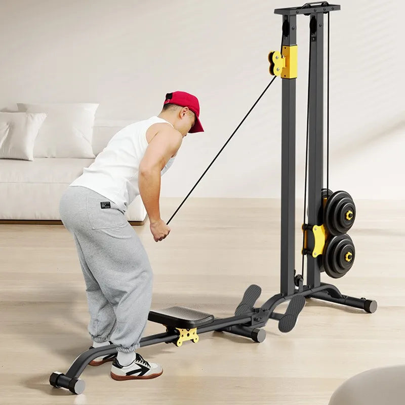 Multifunctional Rowing Machine, Fitness Equipment, High Pull Frame, dumbbell