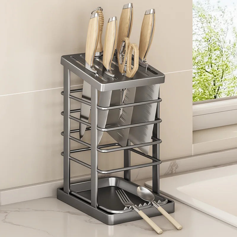 Kitchen Knife Storage Stand, Drainage Design Countertop Rack, Household Knife Block For Chef Knives