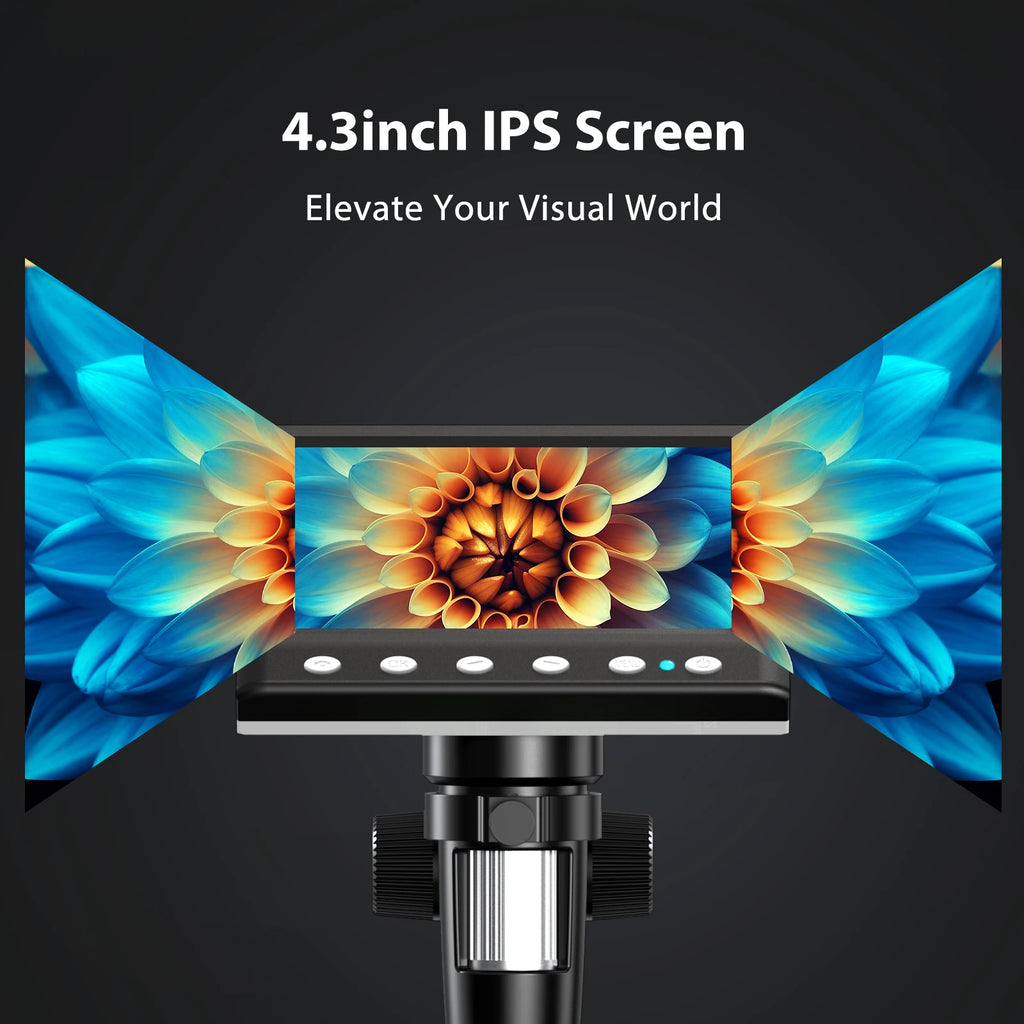 Digital Microscope 4.3'' 1000X Coin Microscope 1080P Video Microscope for Adult Soldering Microscope With 8 LEDs , PC View